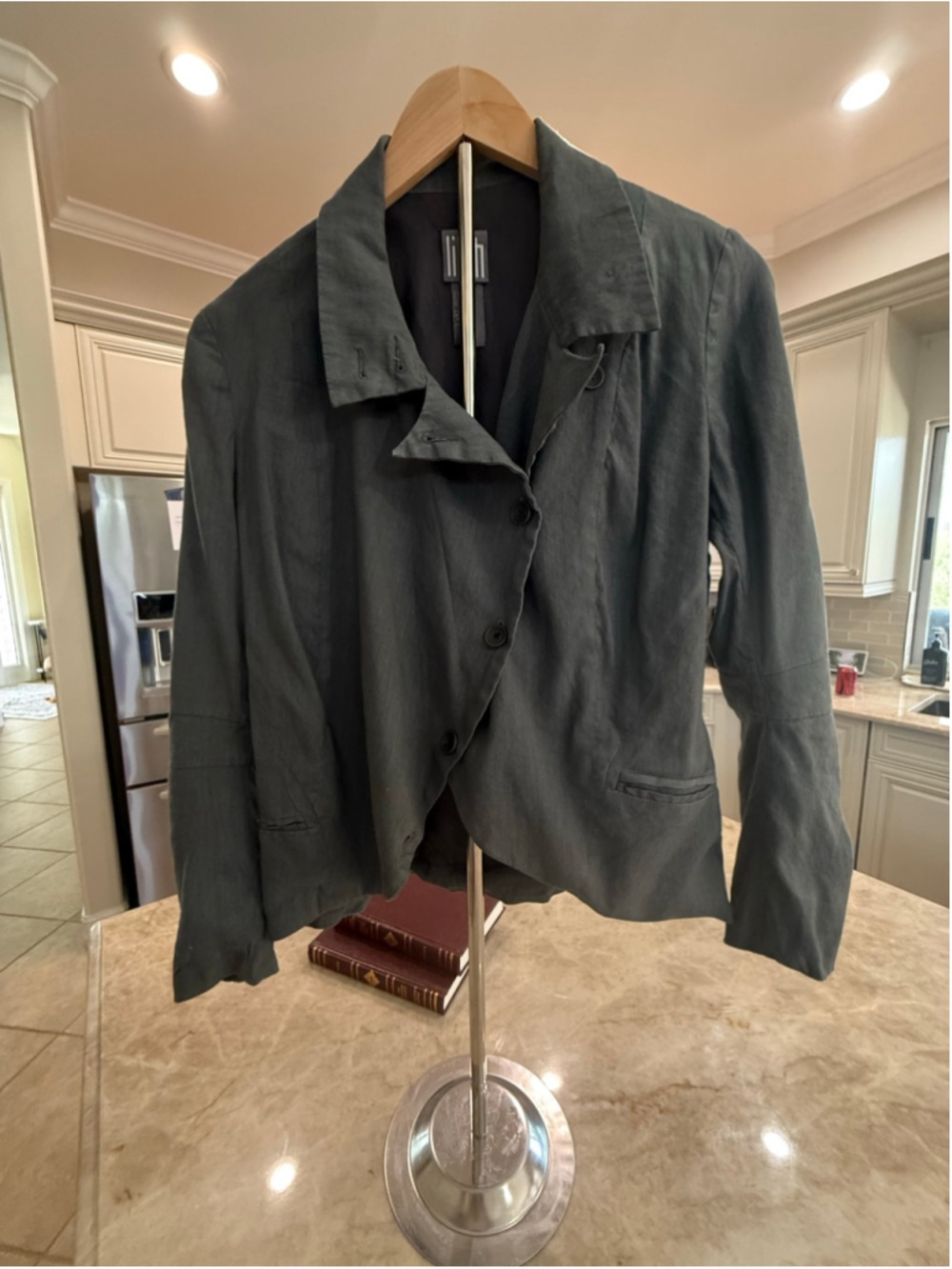 LILITH LINED BLAZER Dark Gray Linen Blend Blazer Medium